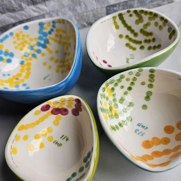 Anthropologie Measuring Cups With Artistic Dot Patterns - Picture 2 of 11